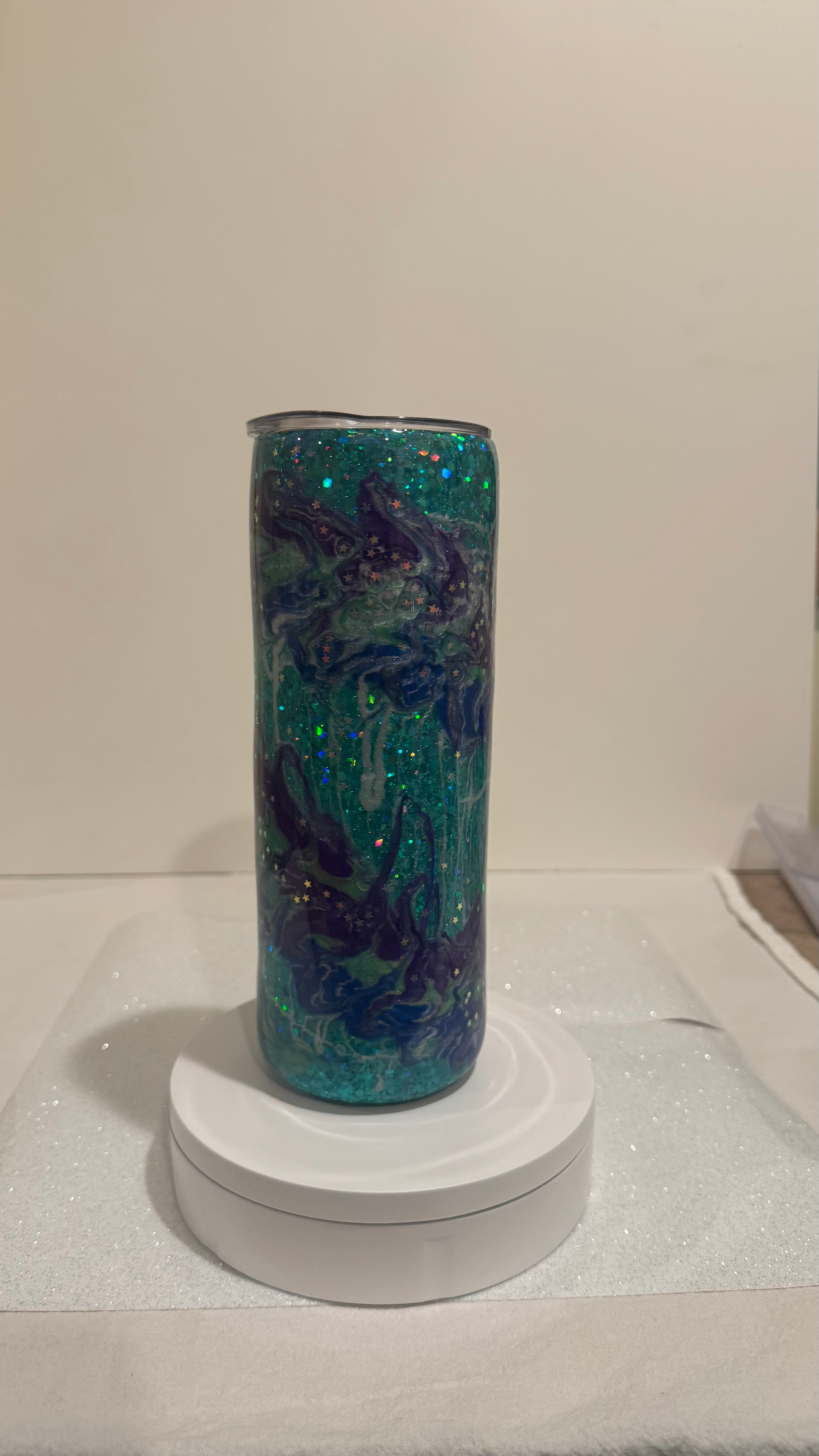 Blue and Purple Swirl Glow Tumbler (20 oz. Skinny)