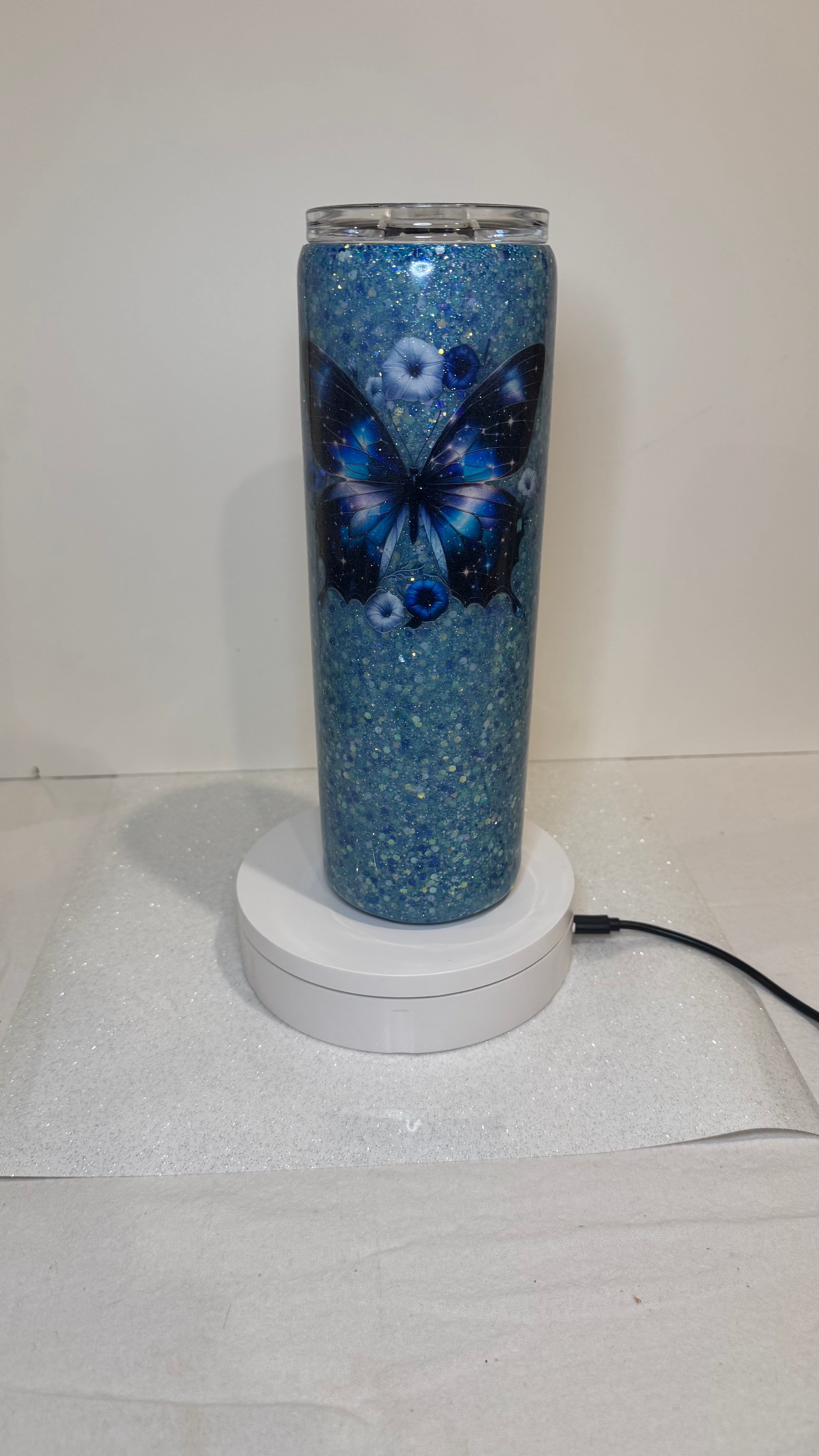 Blue Butterfly Tumbler (30 oz. skinny)