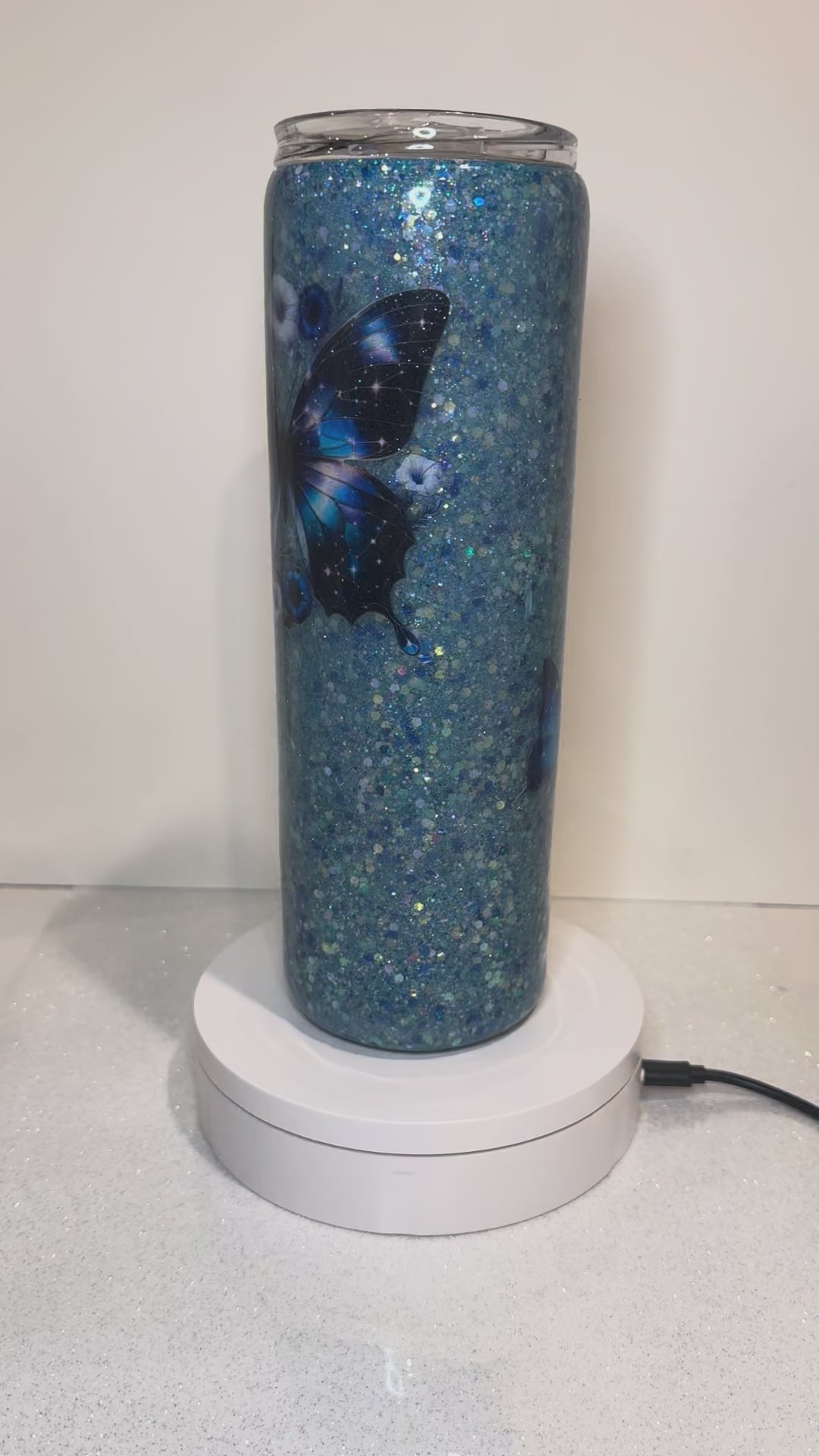 Blue Butterfly Tumbler (30 oz. skinny)